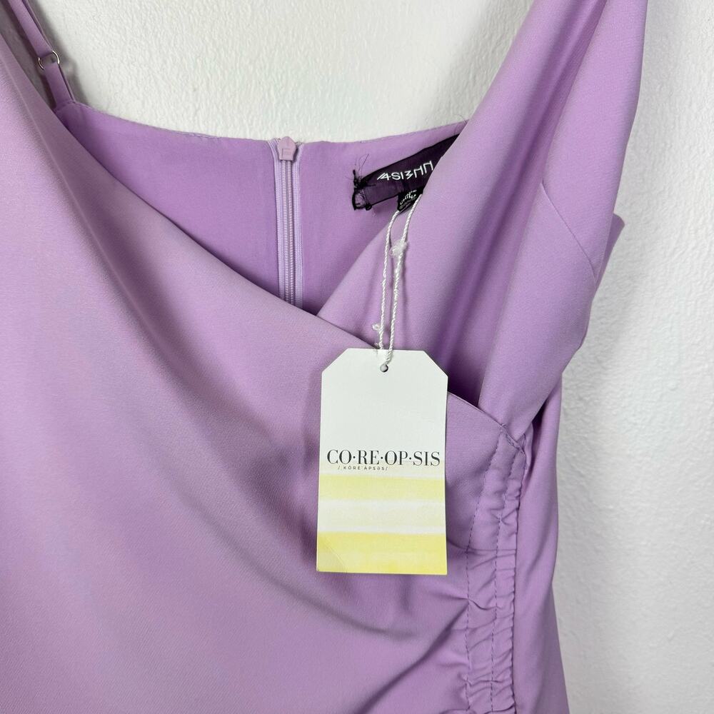 4SI3NNA | NWT Swipe Right Cassie Lilac Purple Mini Faux Wrap Dress - Picture 9 of 13